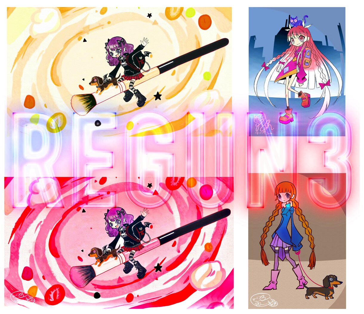 即納!POPな可愛い人×ペットのイラスト描きます 挿絵・動画・グッズなど派手かわ表現で周りと差をつけたい方へ イメージ5