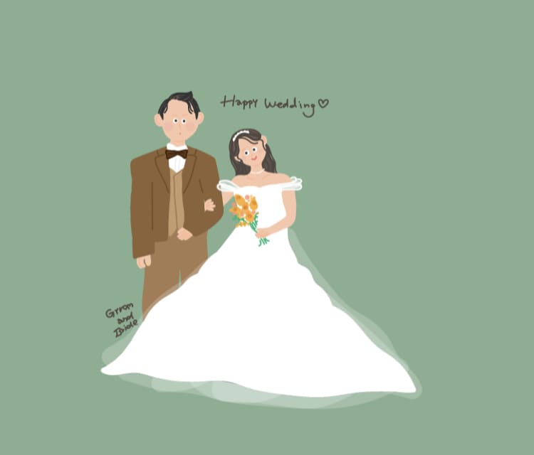 海外風タッチ♡お洒落なウェディングイラスト描きます 結婚式用、プレゼント用でも･:*+. イメージ6