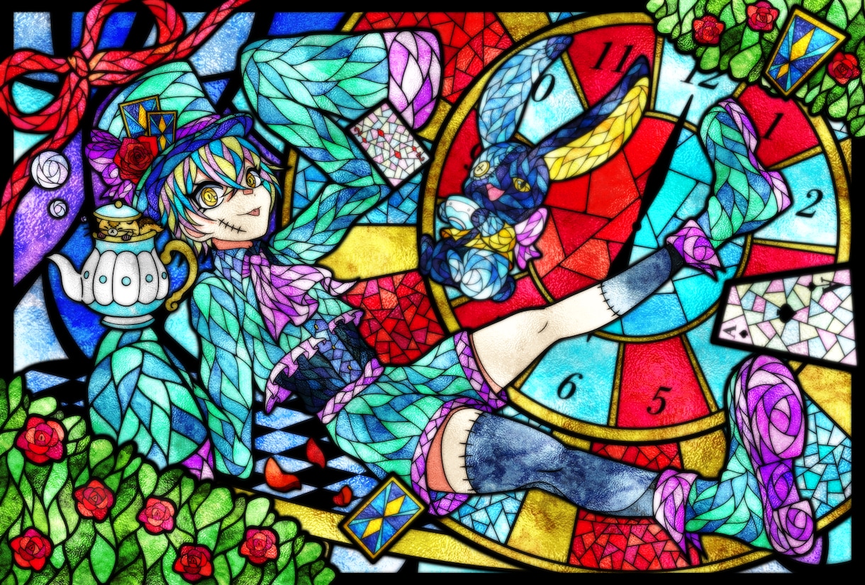 背景ありステンドグラス風イラストを描きます 貴方のイメージを幻想的なステンドグラス風に イメージ7