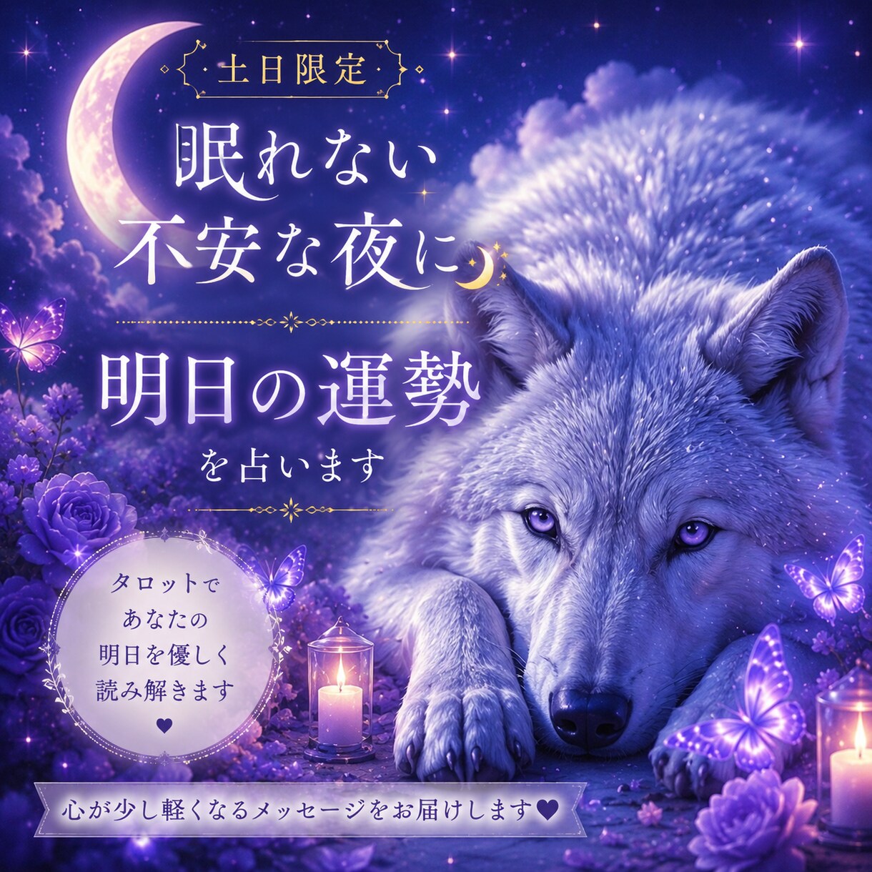 眠れない不安な夜に☆明日の運勢を優しく占います 不安なお気持ちに寄り添い、少しでも心を軽くします。 イメージ1