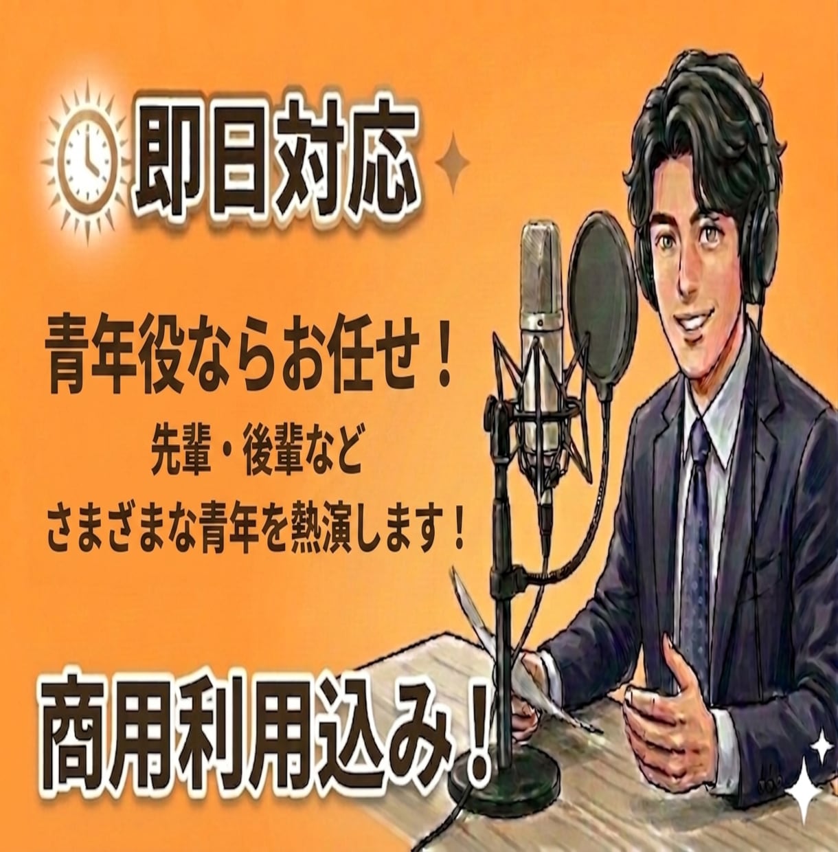 漫画アフレコ歴2年！芯のある中低音を演じます 確かな熱量でお届け！学生・社会人などの青年役が得意！！ イメージ1