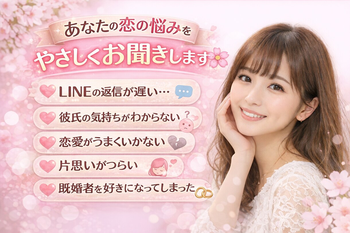 女性限定　誰にも言えない恋の悩み聞きます のん恋愛カウンセラーがあなたの恋の悩みに寄り添います イメージ2