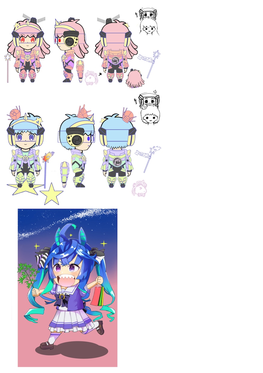 Vtuber・配信者用キャラクターデザイン承ります 三面図・表情差分・Live2D対応パーツ分け設計まで イメージ4