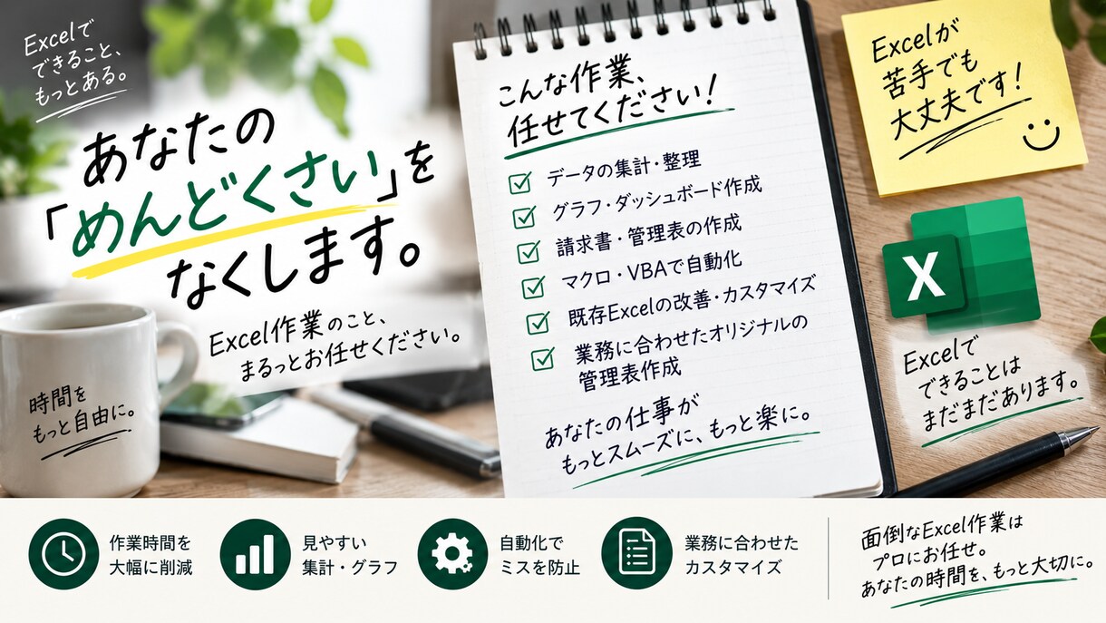 Excel業務を自動化・効率化します 面倒な集計・管理作業をExcelでラクにします イメージ5