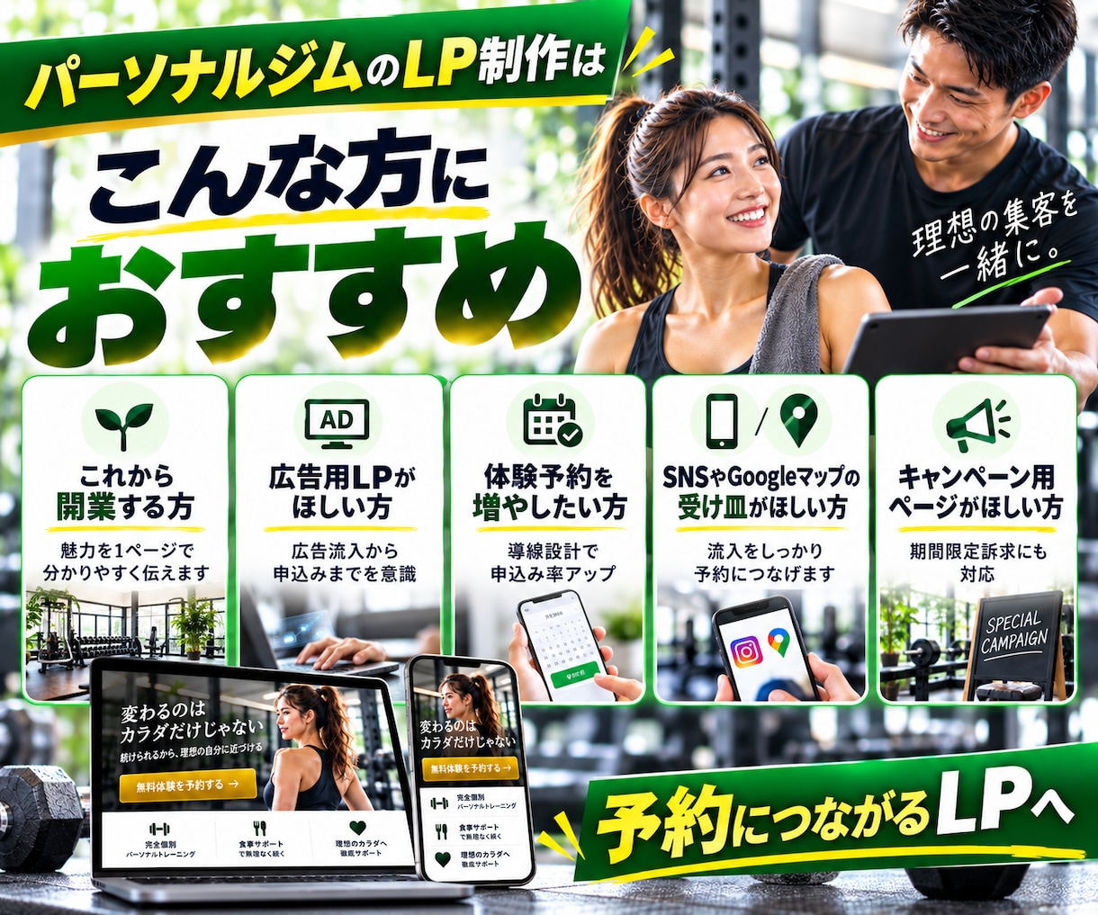 パーソナルジム専門のLPを制作します 体験予約につながる導線重視のLPを制作 イメージ3