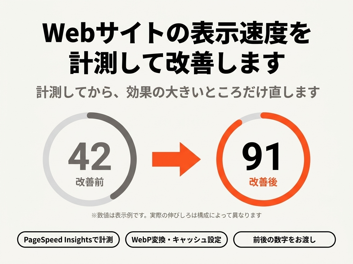Webサイトの表示速度を計測して改善します 画像最適化・キャッシュ・Cloudflare導入で速く イメージ1