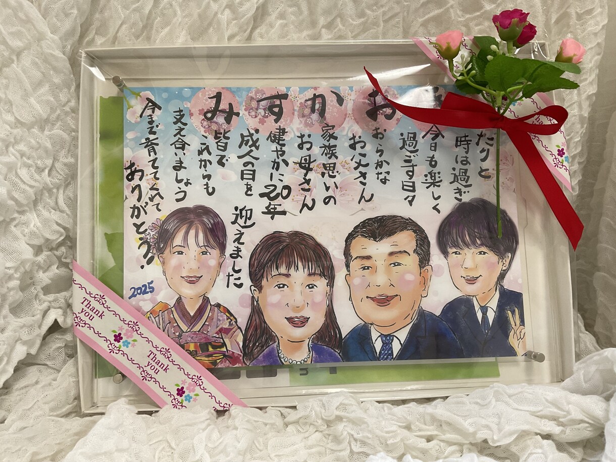 何人でも似顔絵一律5000円で描きます 。母の日に。また結婚祝い、還暦祝いなどのプレゼントに。 イメージ3