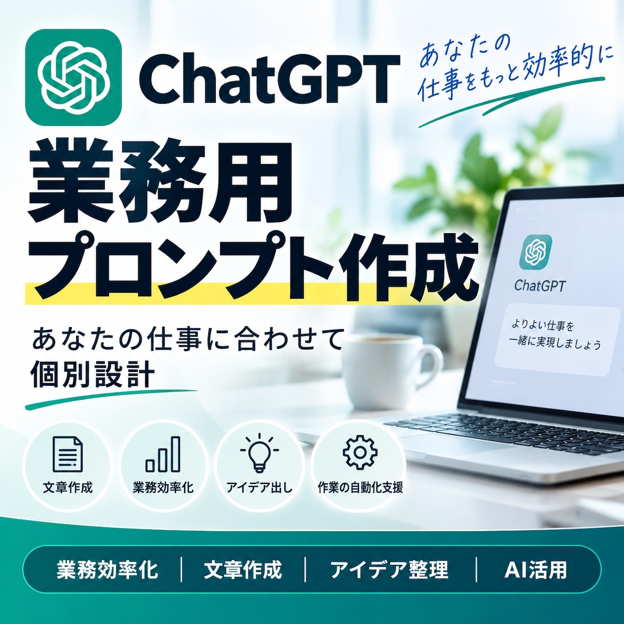 ChatGPT業務用プロンプトを作成します あなたの業務に合わせて実用的なプロンプトを設計 イメージ1