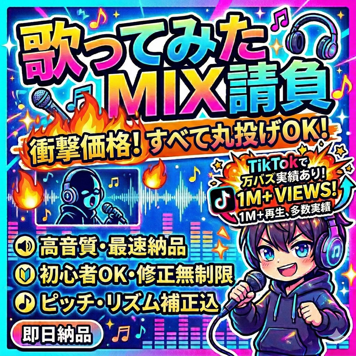 Tiktokで万バズのヴォーカリストが制作します TikTok万バズ実績あり！初心者の方も丸投げOKです！ イメージ1