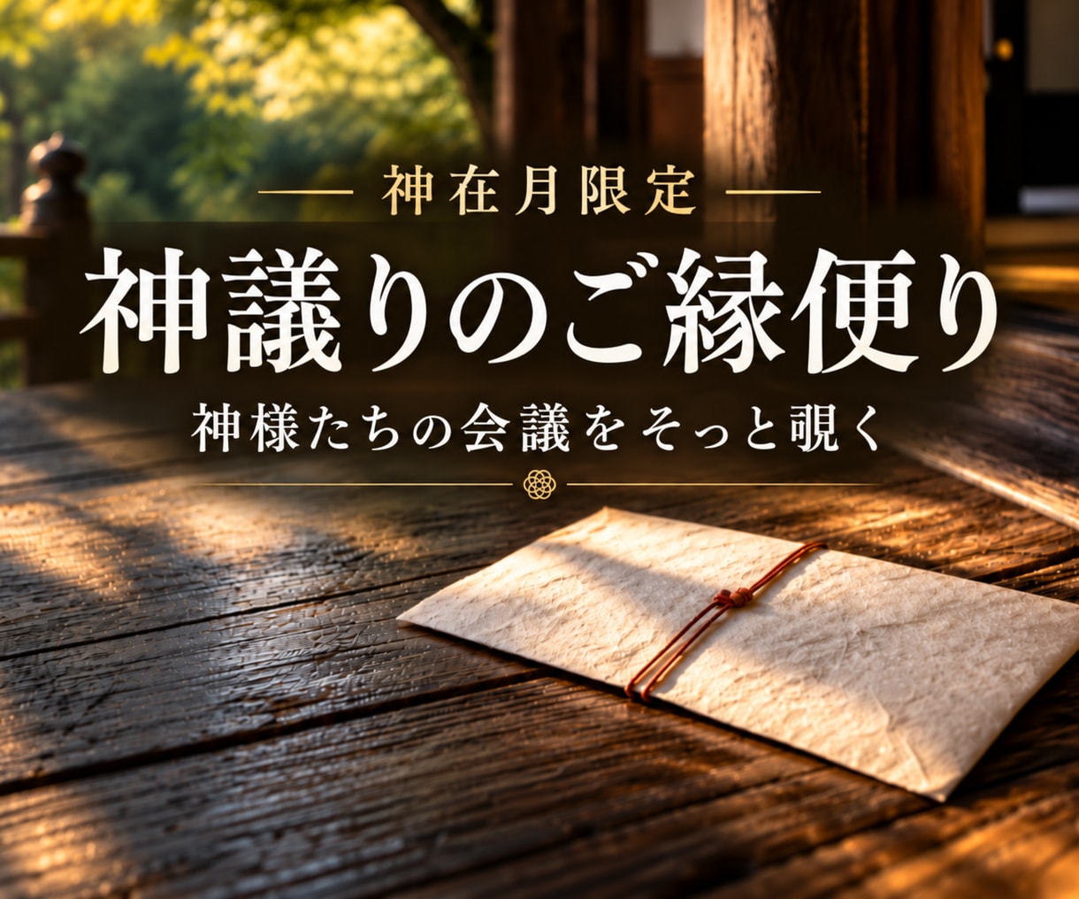 良縁結び・神在月限定”神議り”の御縁便りを届けます あなたの言葉から、これからのご縁を霊視で読み解く。 イメージ1