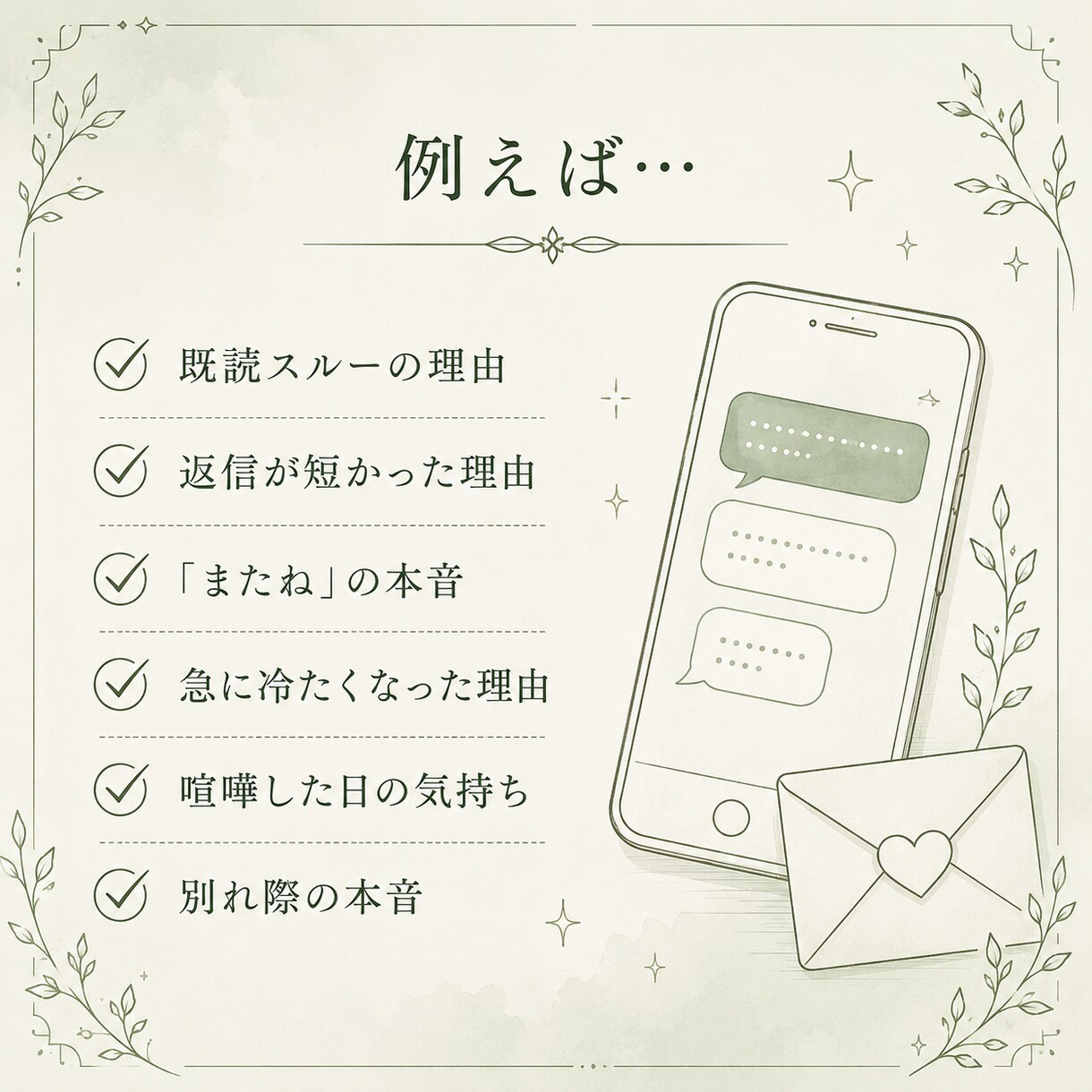 LINE・態度に隠れた本音を霊視します 言葉にならなかった"あの瞬間の本音"を丁寧に読み解きます イメージ4