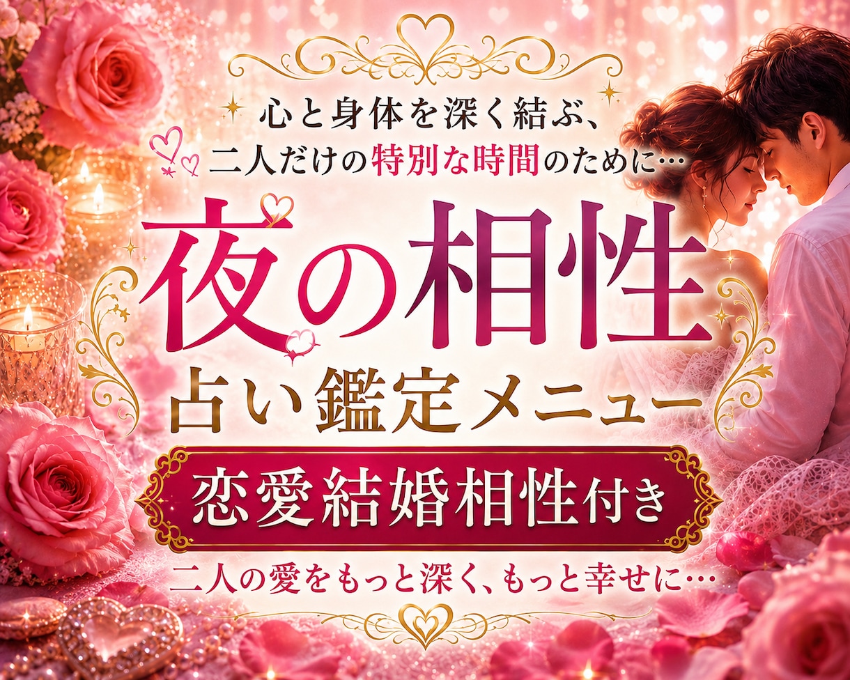 彼(彼女)と愛が深まる♡夜の相性を占い鑑定します 心と身体を深く結ぶ特別な時間に♡恋愛結婚相性付♡約6000字 イメージ1