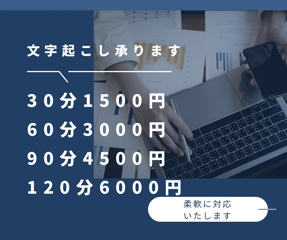 1分/50円で30～120分の音声の文字起こします インタビューや会議、座談会など、音声データを基にテキスト化 イメージ2