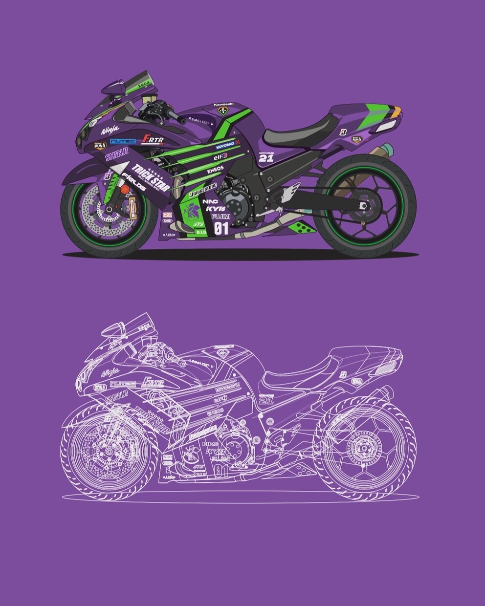 バイクイラスト制作致します 写真をベースに愛車のイラストを作成致します。お願い致します イメージ9