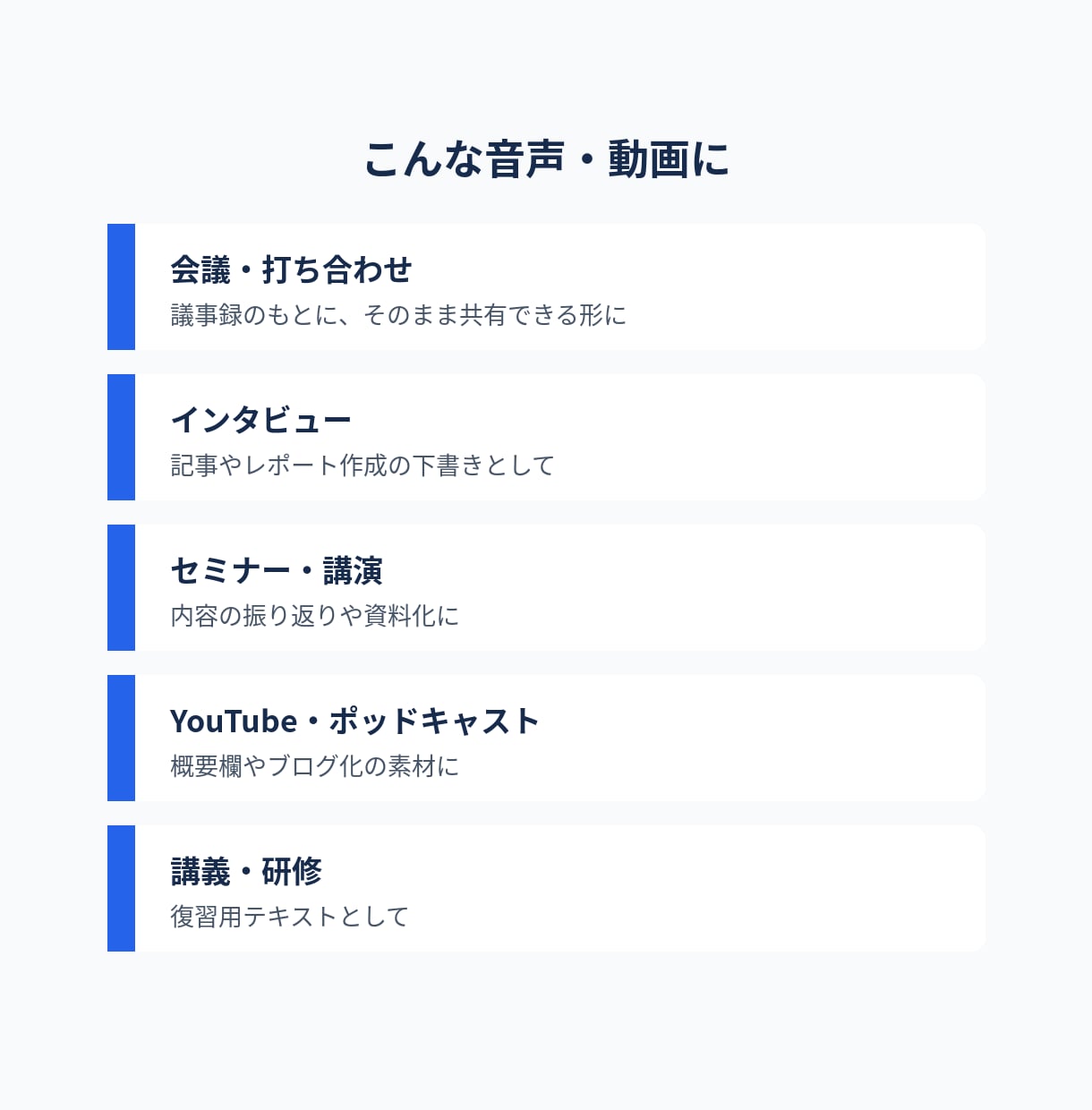 音声・動画の文字起こしと要約をします 整文＋要約つきで、そのまま使える文字起こし イメージ3