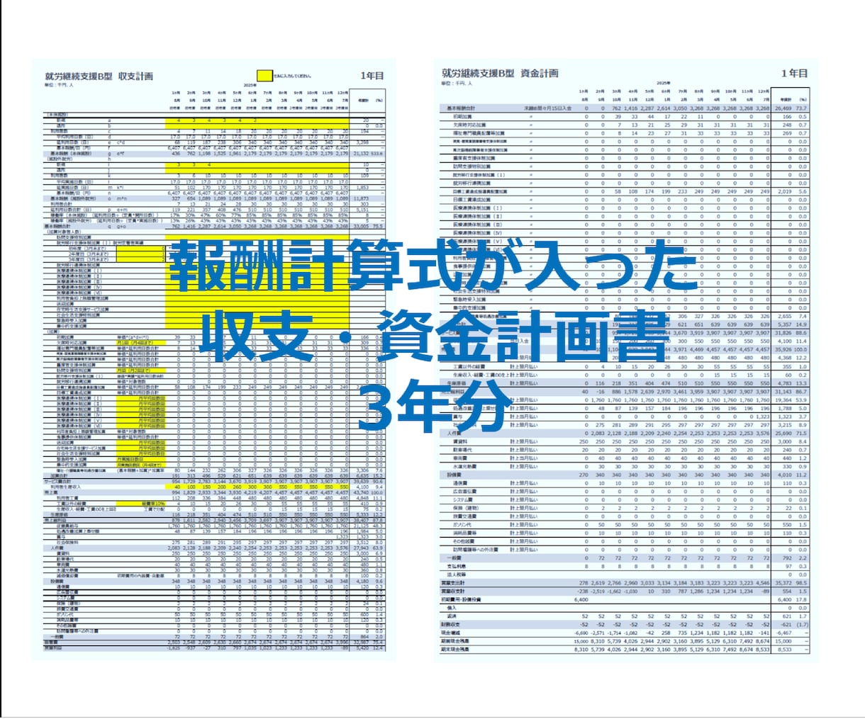 就労支援事業の収支計画書式セットを販売します 実際に創業融資で使用！A型・B型・移行の3事業セットです イメージ4