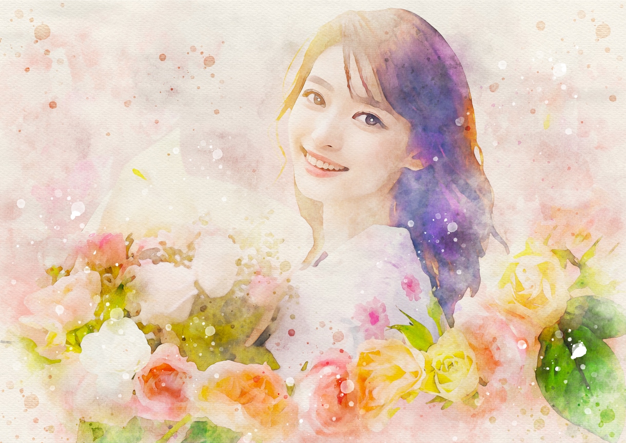 ふんわり優しい❤︎水彩画風似顔絵お作りいたします デジタルデータ納品♡A4サイズプリントプレゼント*ᴗ ᴗ)⁾ イメージ6