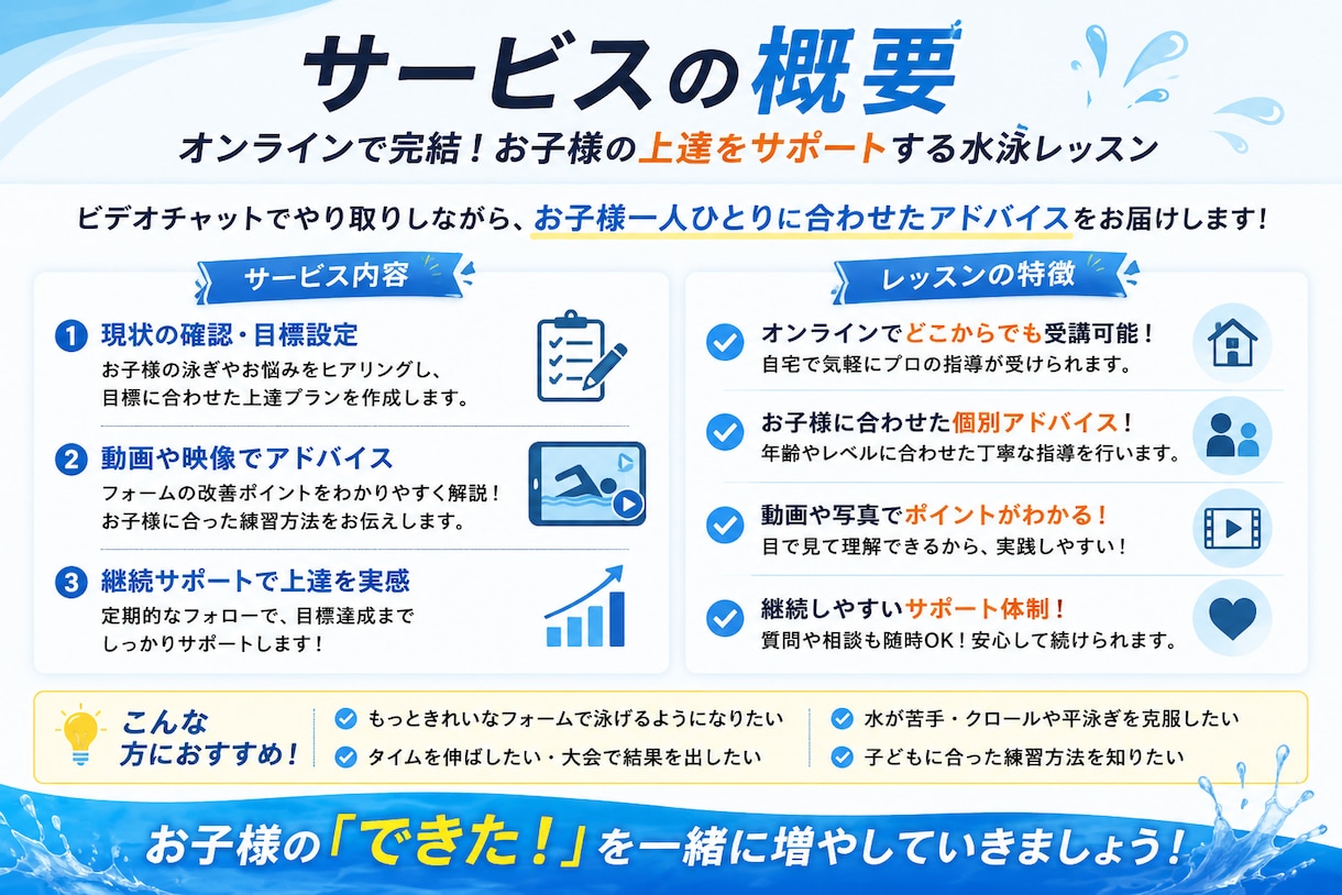 お子様の泳ぎを最短で上達させます 300名以上を指導。お子様に合わせた上達法をご提案します。 イメージ2