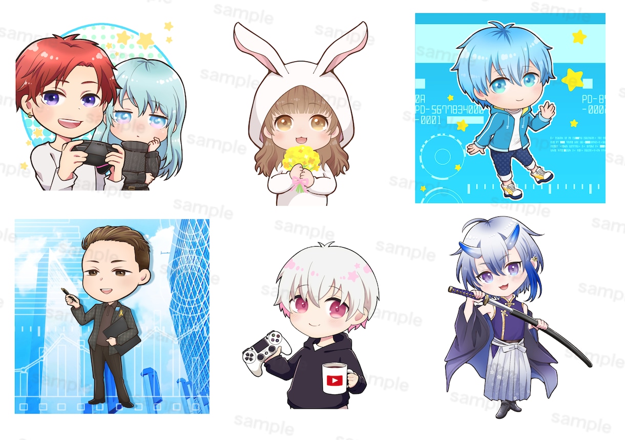 かわいいミニキャラお描きします SNS・YouTubeなどのアイコンやヘッダーに☆ イメージ6