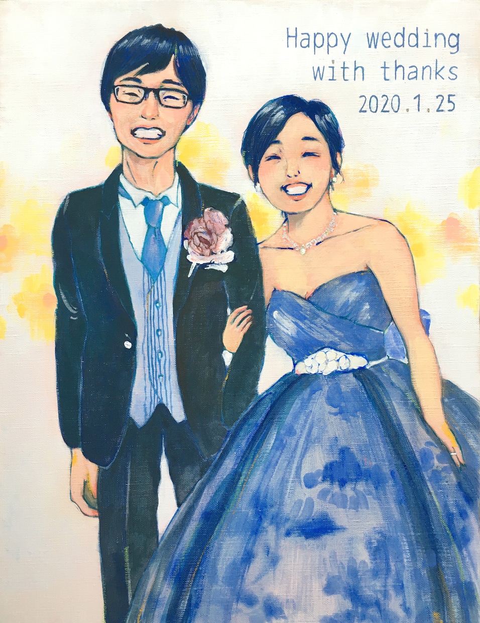 手描き！キャンバス☆程よくリアルなイラスト描きます お式後も飾りやすく、お2人の素敵な笑顔を絵に仕上げます。 イメージ6