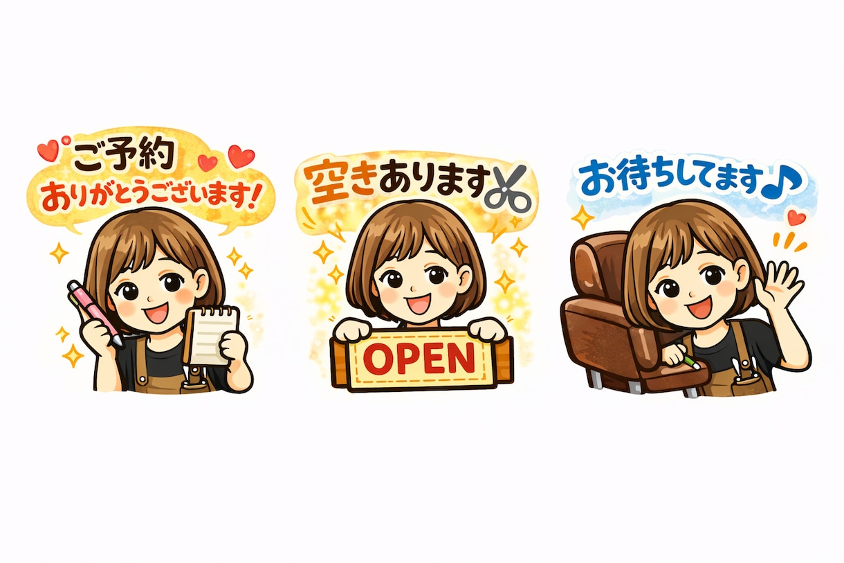 美容室・サロン向けLINEスタンプ作ります 予約対応が楽になる接客スタンプです♡ イメージ4