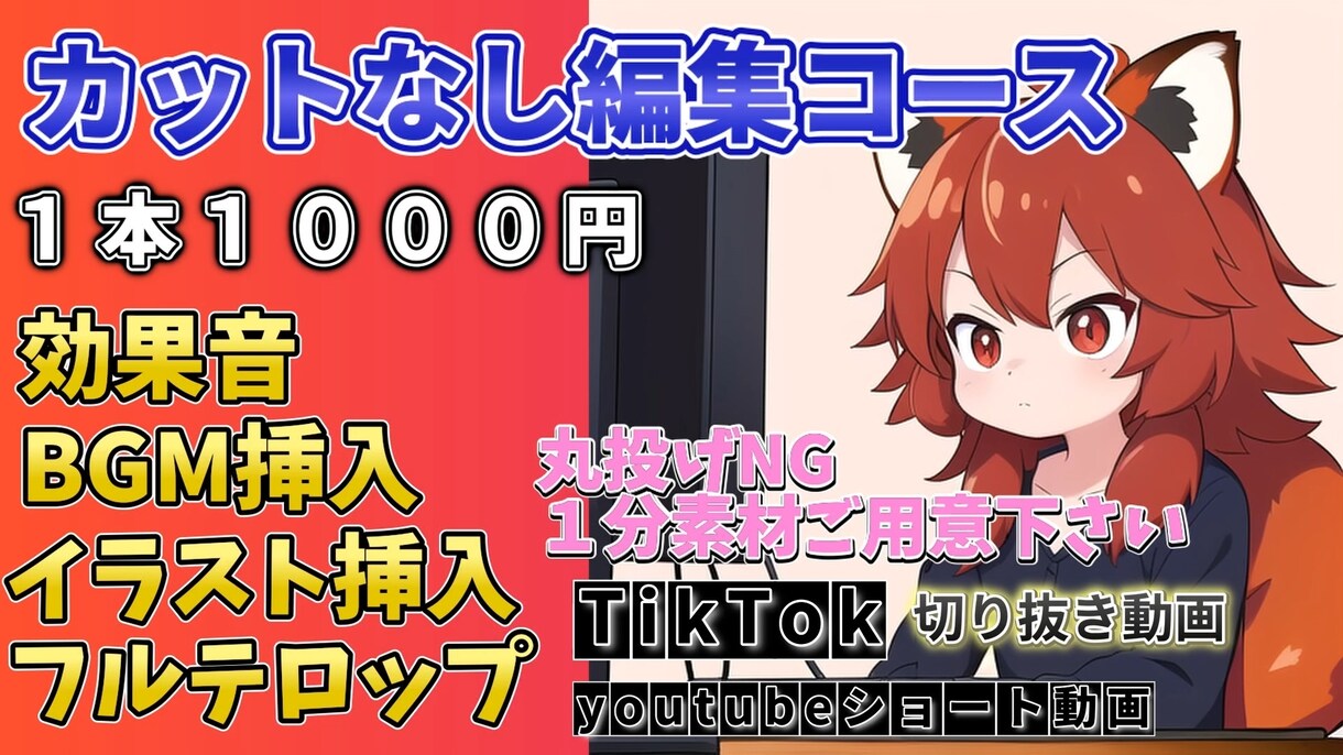 ５０００円【５本】ショート動画編集します １分の素材をご用意お願い致します。カット編集はしません イメージ1