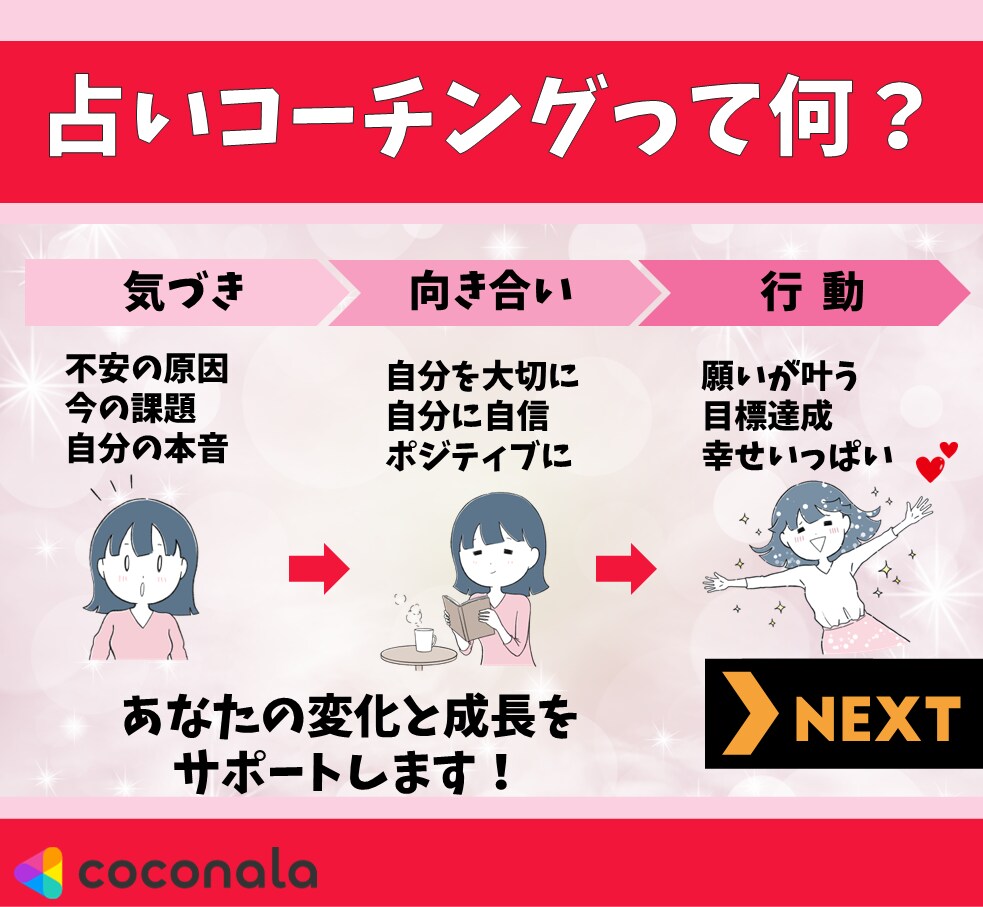 溺愛され、追われる恋愛のためのコーチングをします 占いコーチングで恋愛成就に向かって1歩踏み出しませんか？ イメージ3