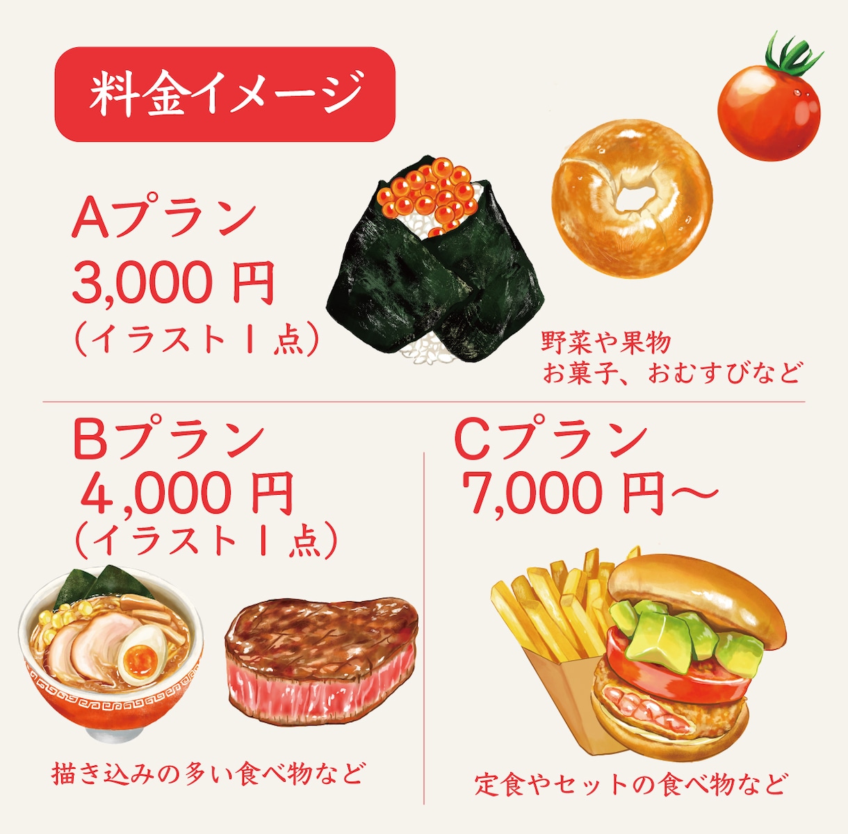 商用可◎シズル感のある食べ物イラストを描きます 商品の販促POPやチラシ、アイコン用などに活用できます！ イメージ2