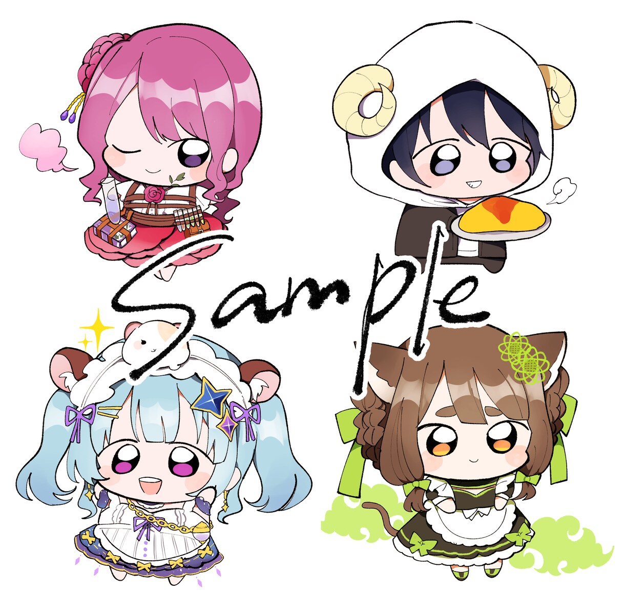 2体ちいちゃいいのち(デフォルメイラスト)描きます ちびキャラです、2体で3000円です。 イメージ5