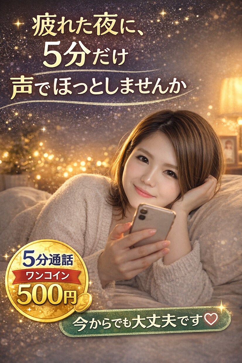 初めて大歓迎！お試し1分から声で癒します あの頃みたいにゆるく話しましょ。少しだけでも。あの頃の時間を イメージ1