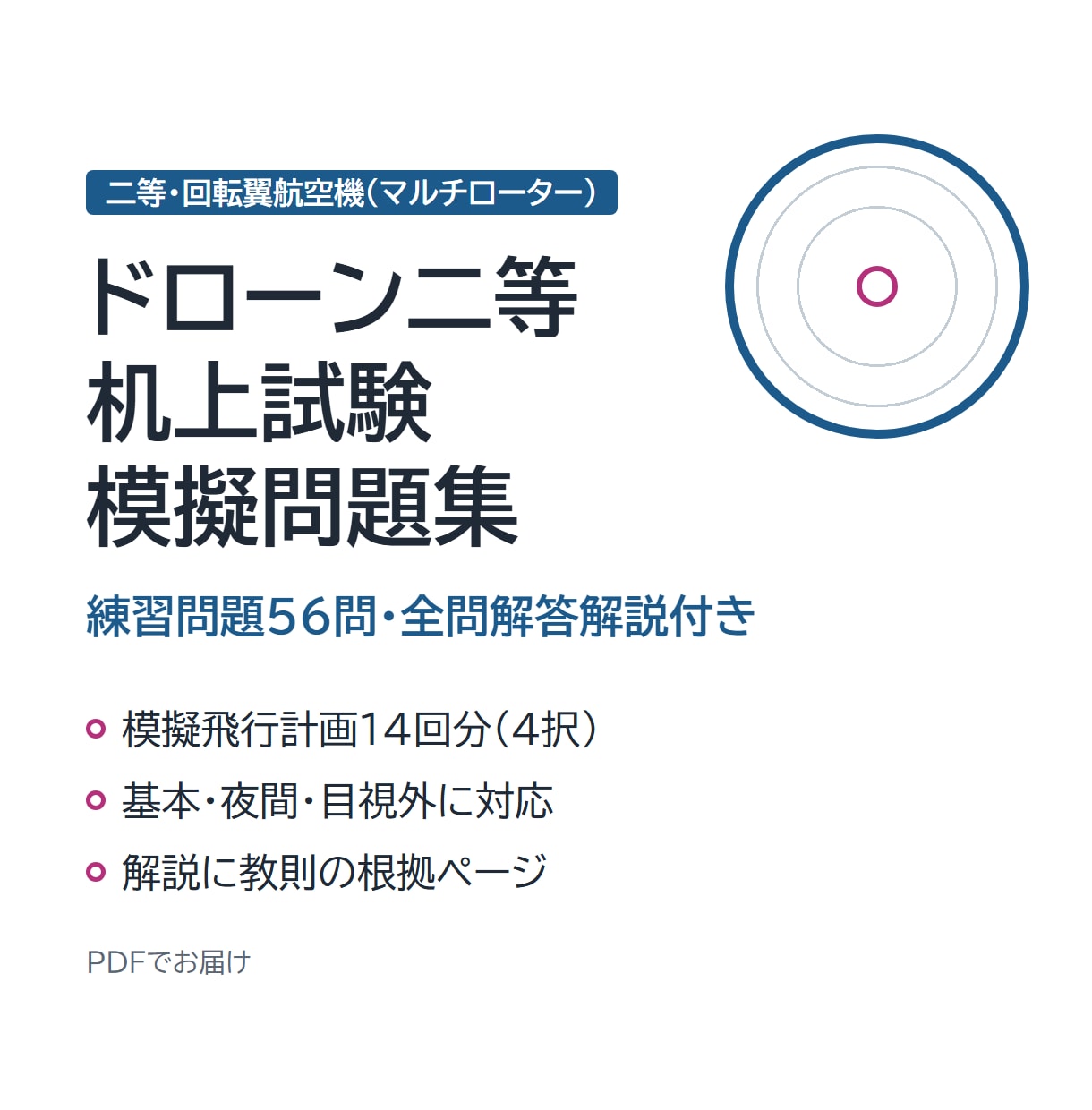 二等無人航空機操縦士の机上試験を56問で対策します ドローン二等・教則第5版をもとに作成。根拠ページ付き イメージ1