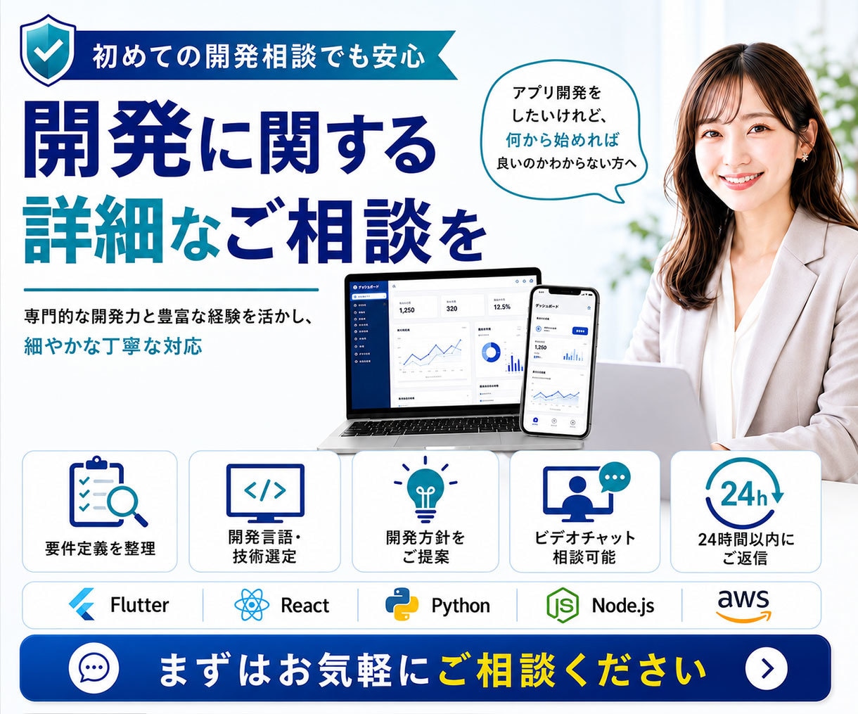 開発に関する詳細なご相談を承ります 専門的な開発力と豊富な経験を活かし、細やかな丁寧な対応 イメージ1