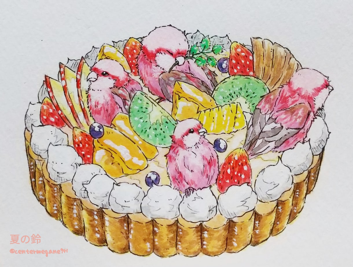 鳥ちゃん限定！お菓子の中でまったり…ペット描きます 鳥の巣に見立てたお菓子に愛鳥たちを乗せませんか？ イメージ5