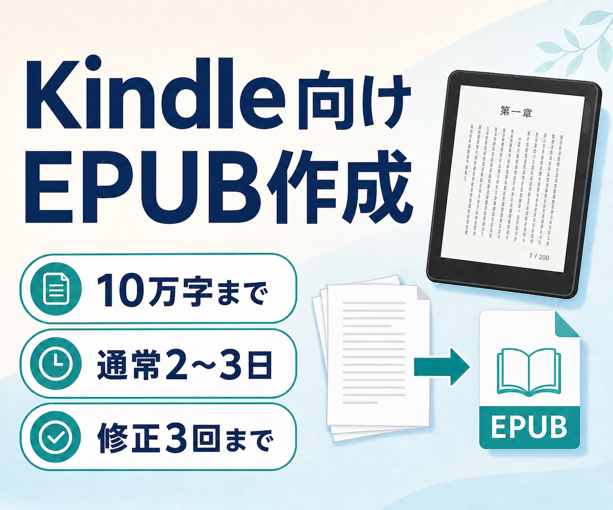 Kindle向けEPUBを丁寧に作成します 10万字まで・通常2〜3日でKindle出版をお手伝い イメージ1