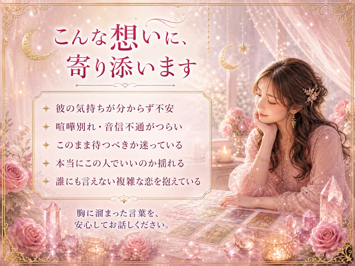 鑑定歴12年！タロット＆霊感で恋愛の悩みを占います 出会い/片想い/相手の気持ち/複雑恋愛/遠距離/結婚生活など イメージ3