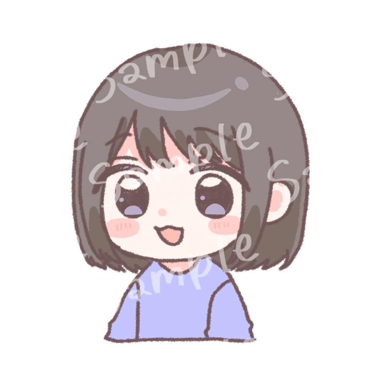 差分あり完成品アイコン向けイラスト販売します シンプルなほんわか女の子イラスト イメージ2