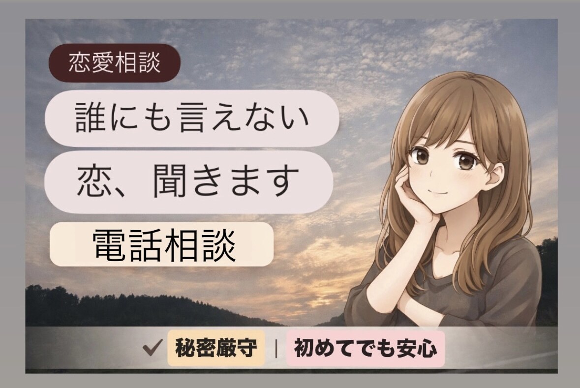 恋の相談！秘密厳守☆あなたに寄り添います ♡恋・不安・愚痴・浮気・不倫♡その他あなたのモヤモヤ聞きます イメージ1
