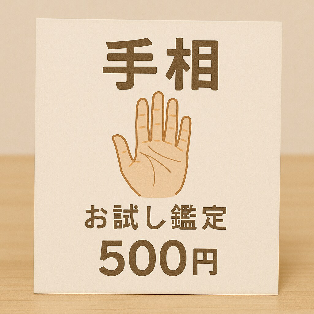 お試し鑑定！ワンコインで手相します ほんとに当たるの？気になったらまずは試してみて。 イメージ1