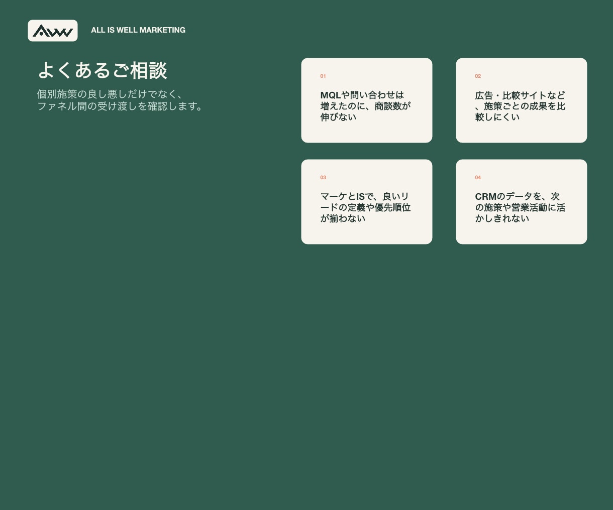 BtoBマーケの商談化課題をミニ診断します 広告・CRM・IS連携から、次に見るべき課題を整理 イメージ2