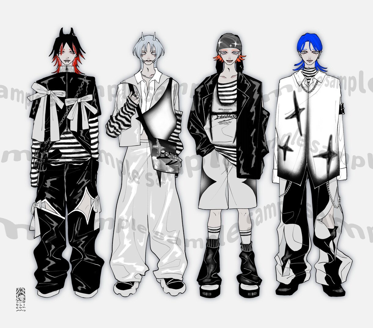 最短3日納品】Y2Kなどお洒落なイラスト描きます ファッション重視のイラストやグッズデザインなどお任せください イメージ4
