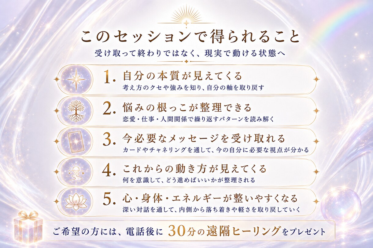 スタート記念価格｜ルミナス・チューニングで整えます 本気で人生を変えたい人へ。占うだけで終わらない光の調整 イメージ5