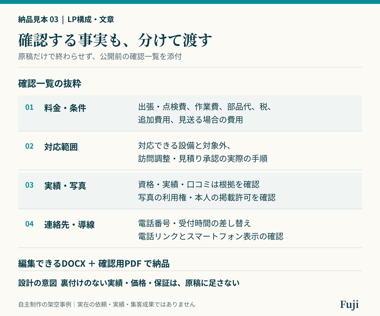 LPの構成と文章を資料から作ります 箇条書きから、制作担当に渡せる構成と原稿へ イメージ6