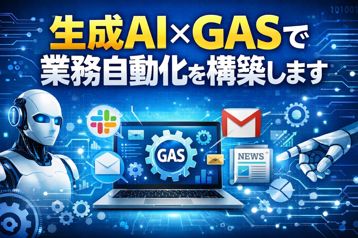 生成AI×GASで業務自動化を構築します Slack通知・Gmail条件分岐取得・ニュース取得対応など イメージ1