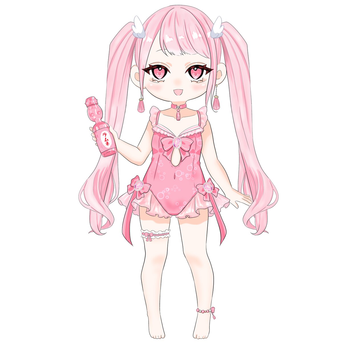 商用利用可！ライバーさん向けのミニキャラ描きます これからの時期ぴったりなラムネ風水着量産ミニキャラ イメージ2