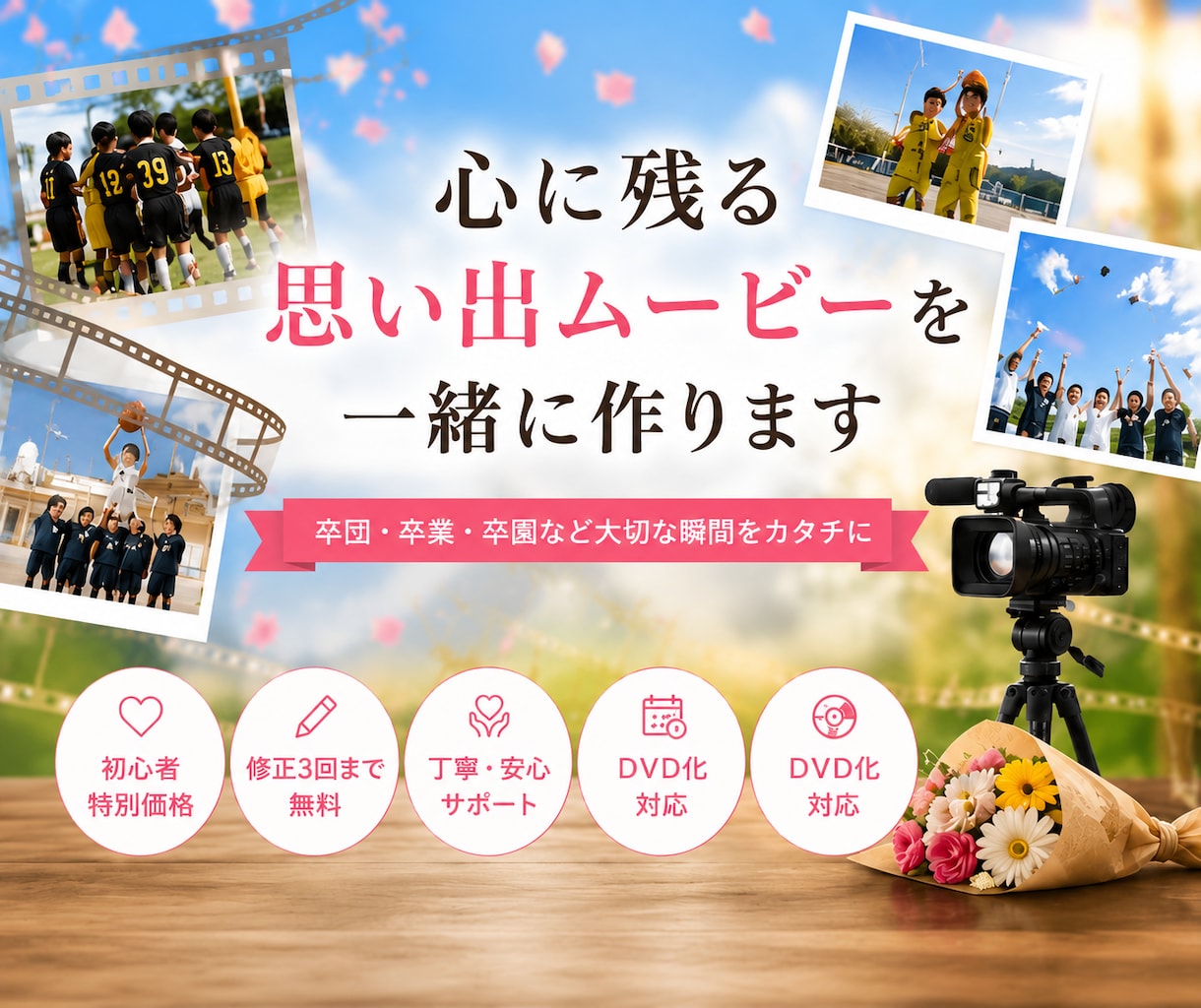 10分9,000円｜卒団・卒業・記念動画を制作ます 大切な思い出を、心に残る1本のムービーに。 イメージ1