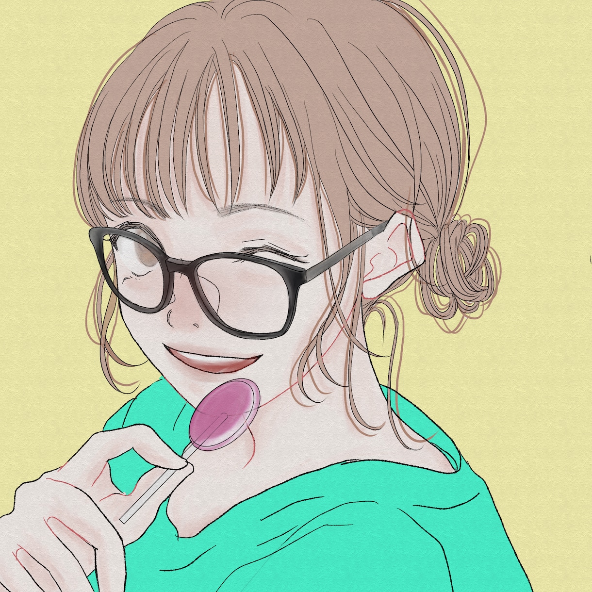 おしゃれな眼鏡のSNSのアイコンなどを描きます オシャレな眼鏡の男女アイコン！【ブログや、SNSのアイコン】 イメージ2
