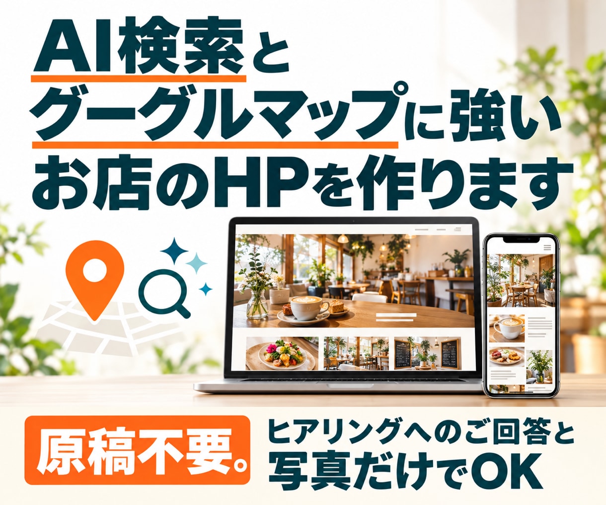AI検索とグーグルマップに強いお店のHPを作ります 原稿不要。ヒアリングへのご回答と写真だけでOK イメージ1