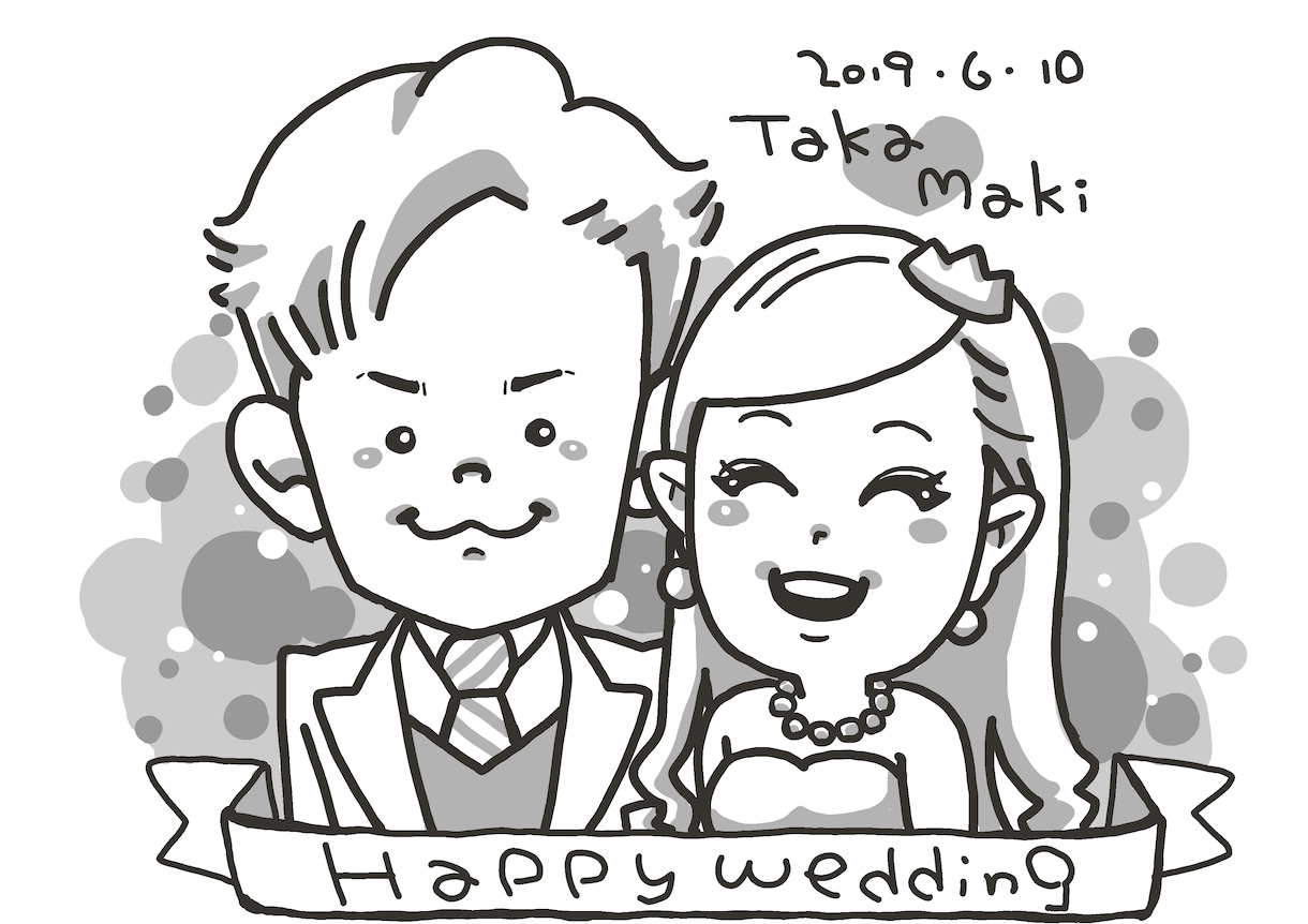 即日対応！ウェルカムボード結婚祝い似顔絵描きします プラス3,500円(着払)で、額に入れて配送も承ります イメージ4