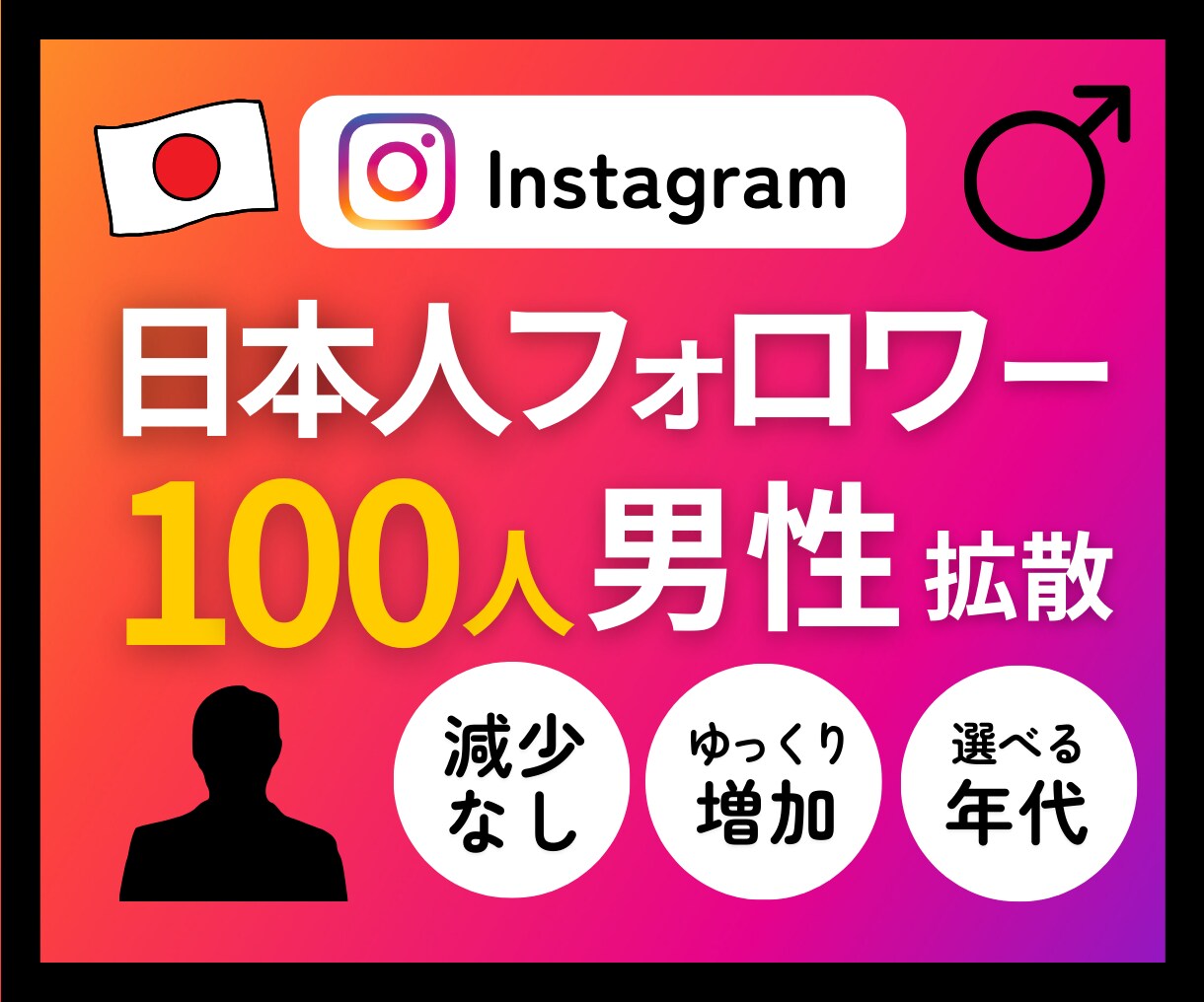 本物のインスタ日本人男性♂フォロワー増やします ⭐️年代性別が選べる・減少なし・超高品質フォロワー100人～ イメージ1