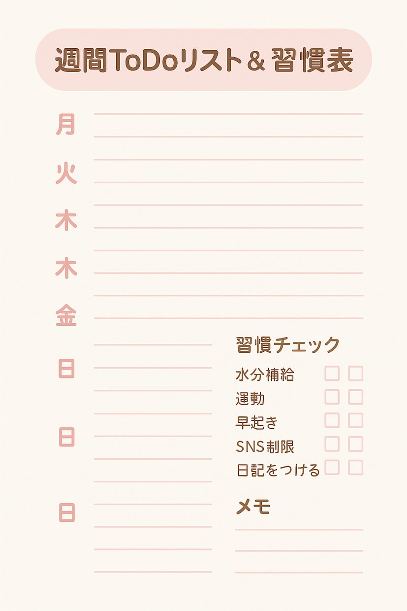 印刷OK！可愛い週間トラッカーテンプレ作ります 習慣を楽しく管理♪使える＆飾れるPDFテンプレート イメージ1